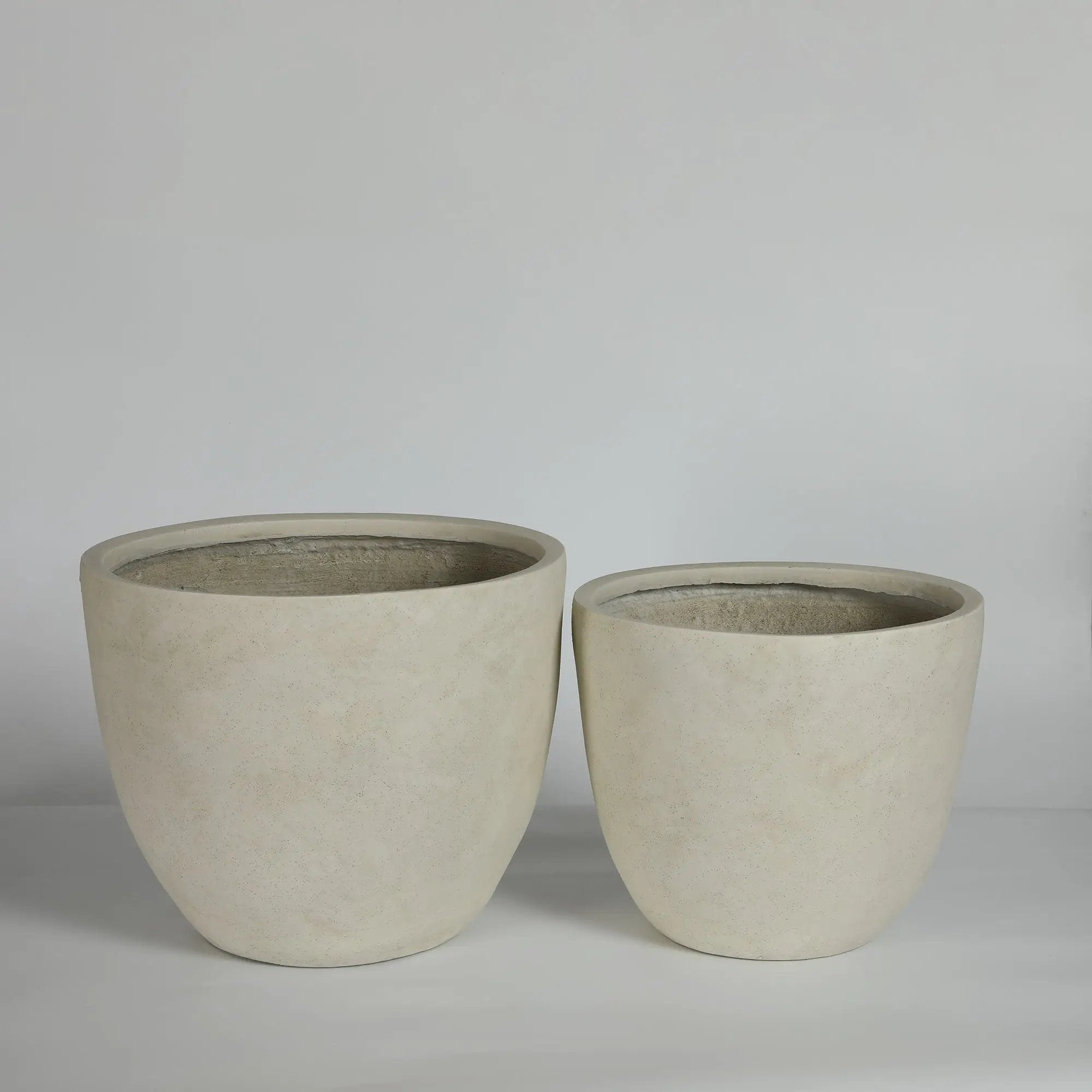 Round Concrete Planter Set of 2, Large Outdoor Indoor Handmade Rustic Decorative Planter Pots with Drainage Holes by HouseOfZazla
