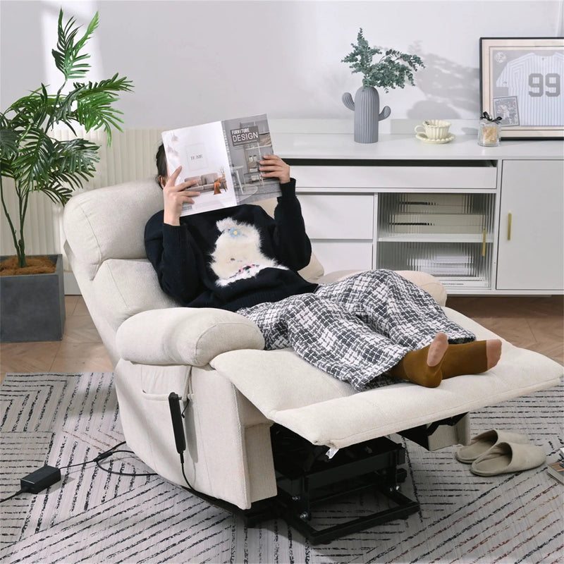 Oversized Power Lift Recliner Chai With Remote Control, Side Pocket, Spacious Seat by Unique Piece Furniture