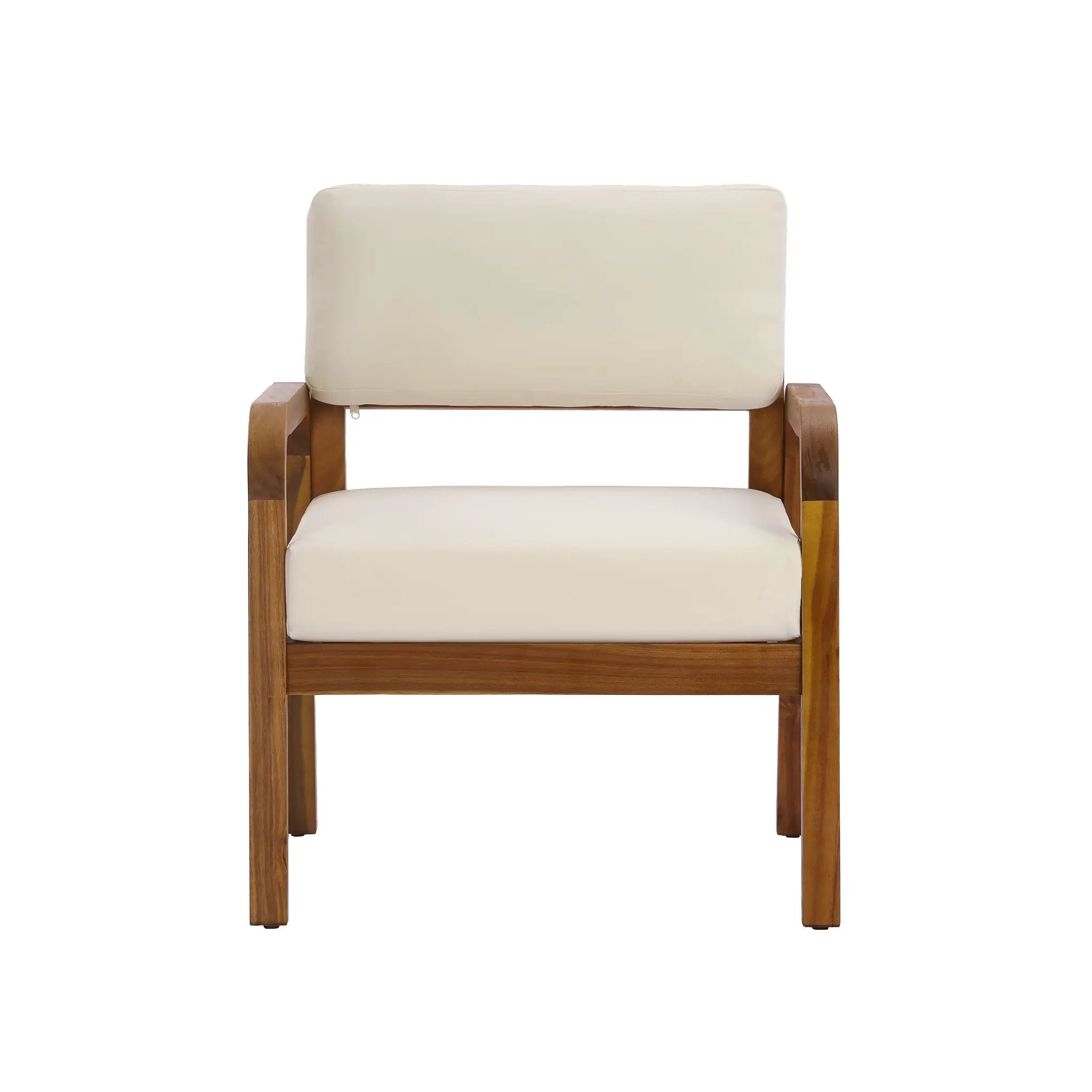 Outdoor Acacia Wood Armchair with Weather-Resistant Cushions by HouseOfZazla