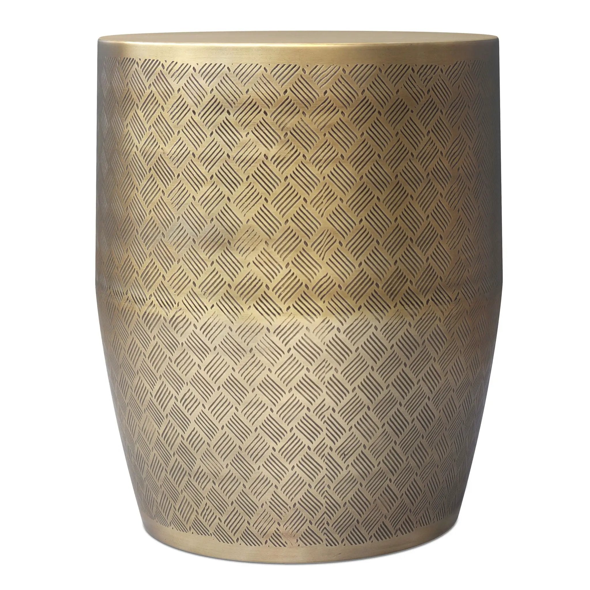 Johnsen - Cross Hatch Pattern Accent Table - Antique Gold by HouseOfZazla