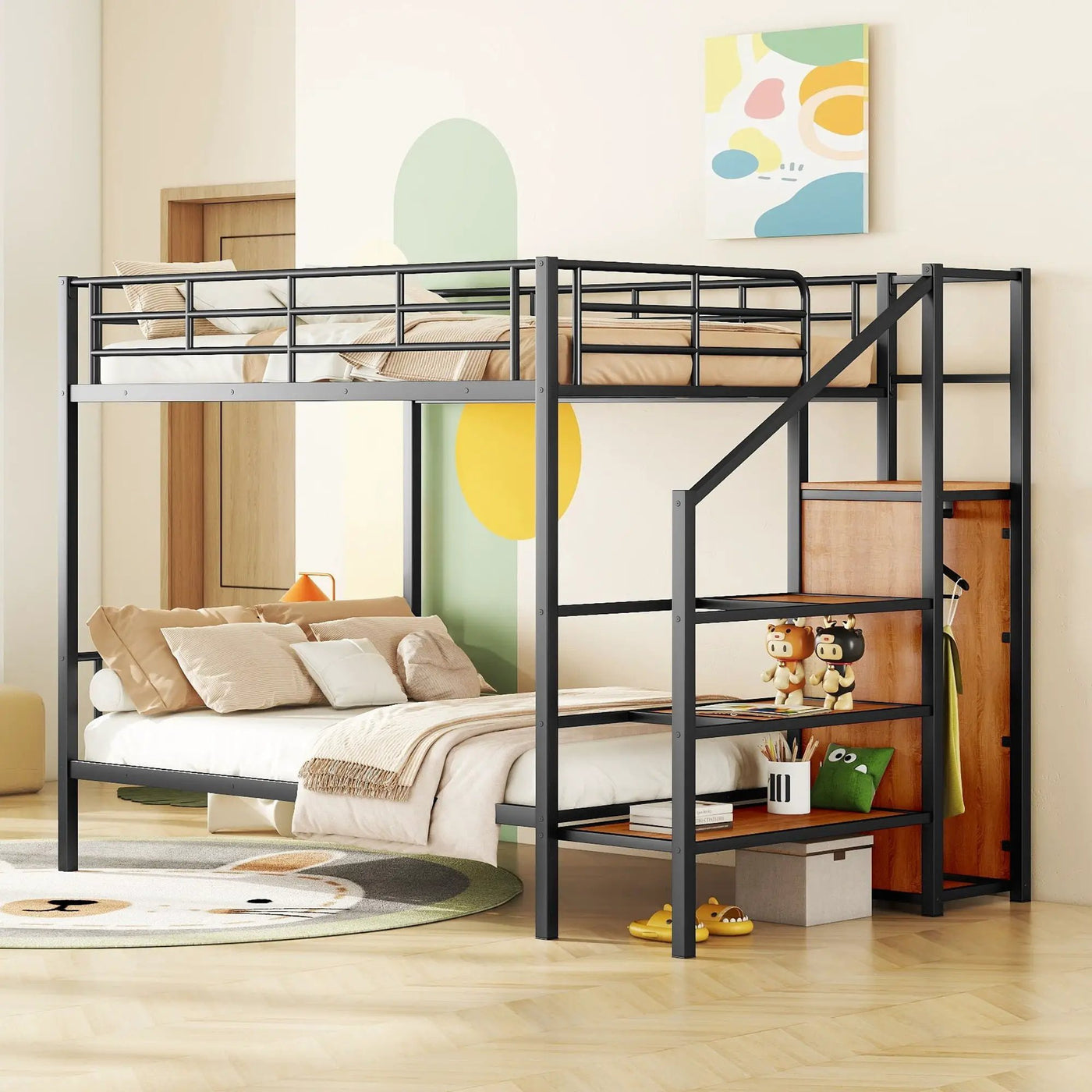 Bunk Bed With Lateral Storage Ladder And Wardrobe by Unique Piece Furniture