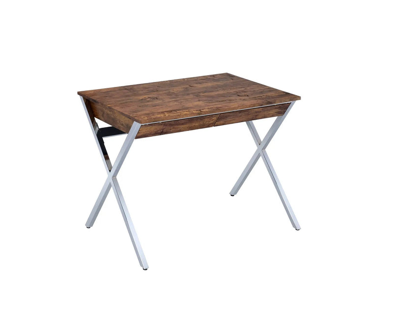 Callers - Weathered Writing Desk - Chrome / Oak by Unique Piece Furniture