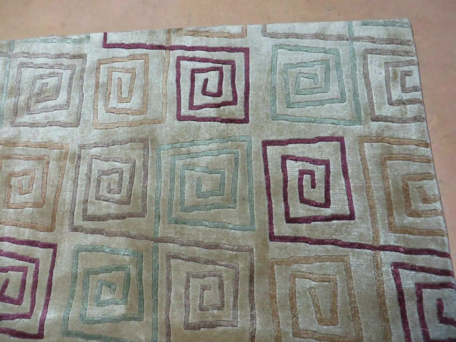 8' X 11' Modern Tibetan Nepal Art Deco Chinese Handmade Wool Silk Rug Abstract by Jewel Rugs