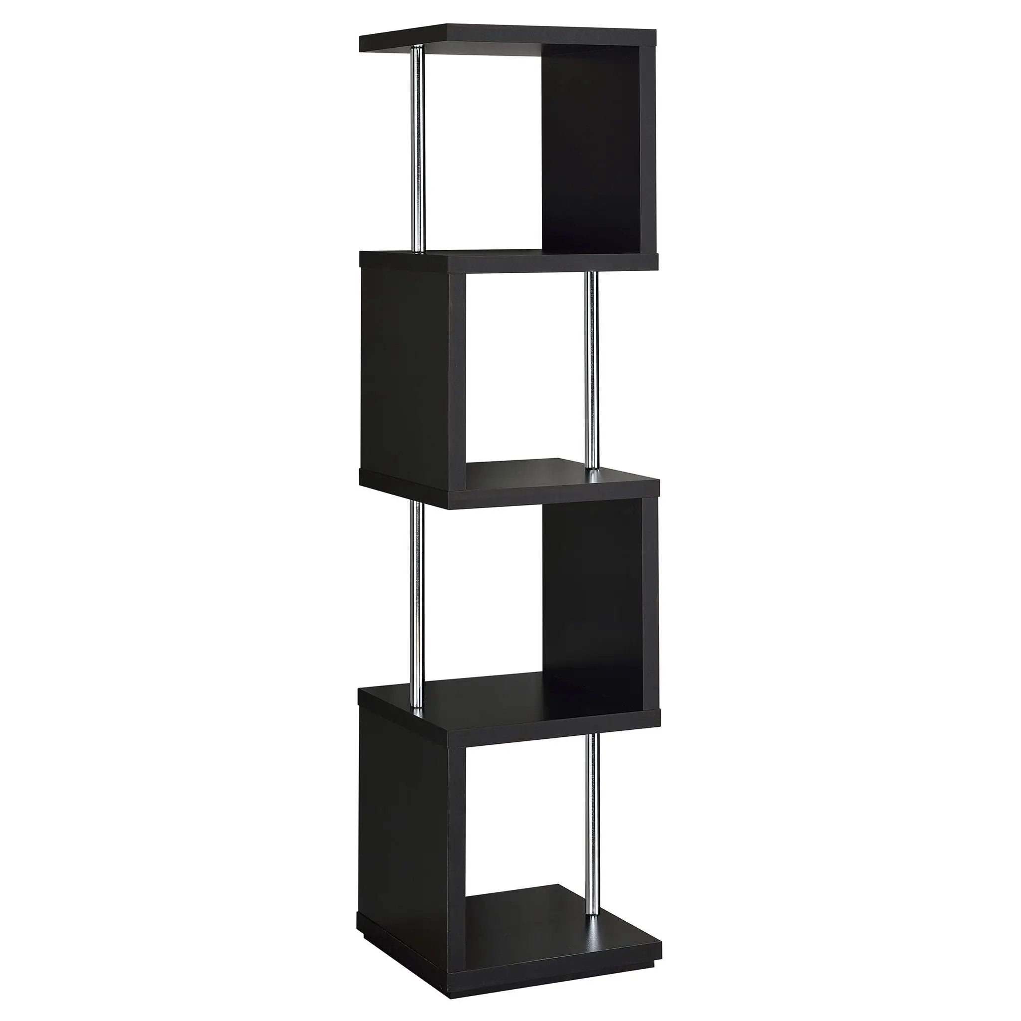 Baxter 67-inch 4-shelf Bookshelf Black and Chrome by Unique Piece Furniture