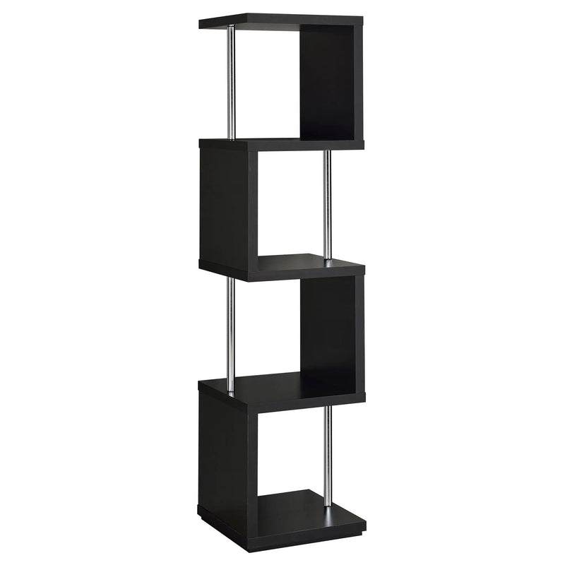 Baxter 67-inch 4-shelf Bookshelf Black and Chrome by Unique Piece Furniture