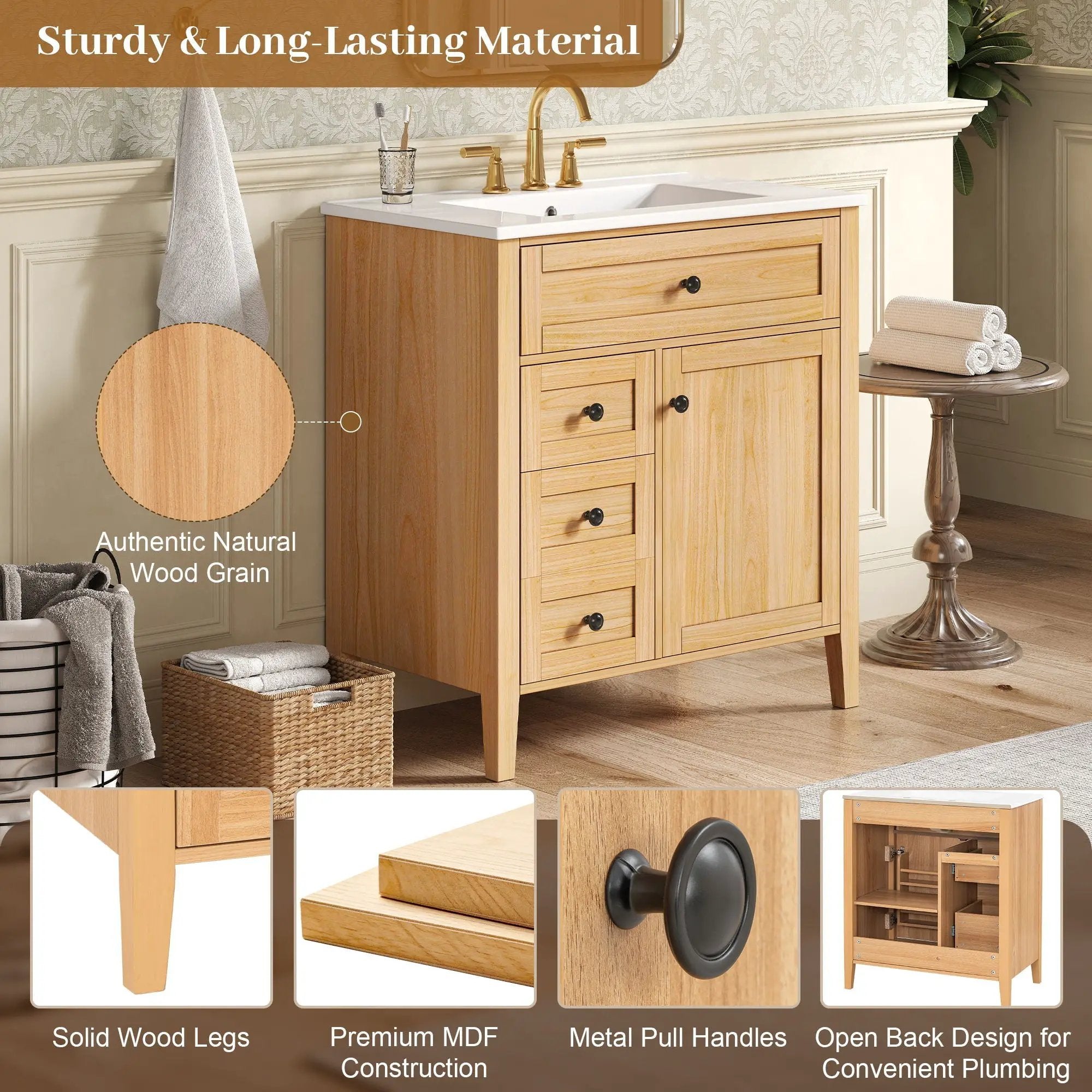 Bathroom Vanity With Sink, Soft Closing Cabinet by HouseOfZazla