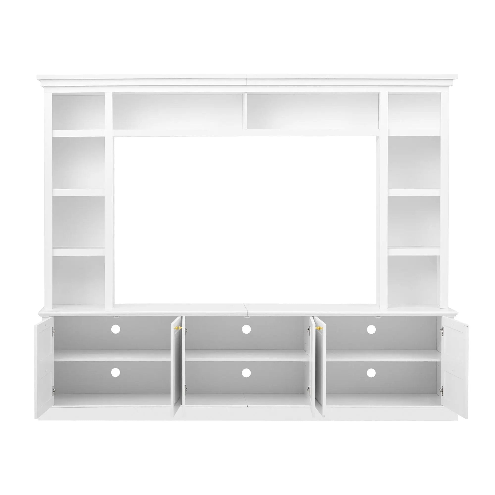 TV Stand With Bookcase, Storage Cabinet With 3 Adjustable Shelves, Living Room Entertainment Center - White by HouseOfZazla