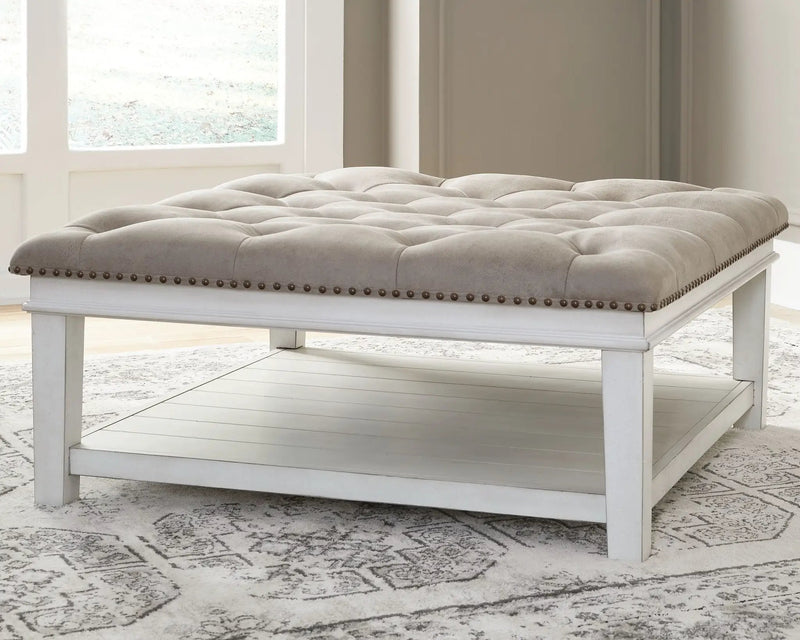 Kanwyn - Uph Ottoman Cocktail Table - Whitewash by Unique Piece Furniture