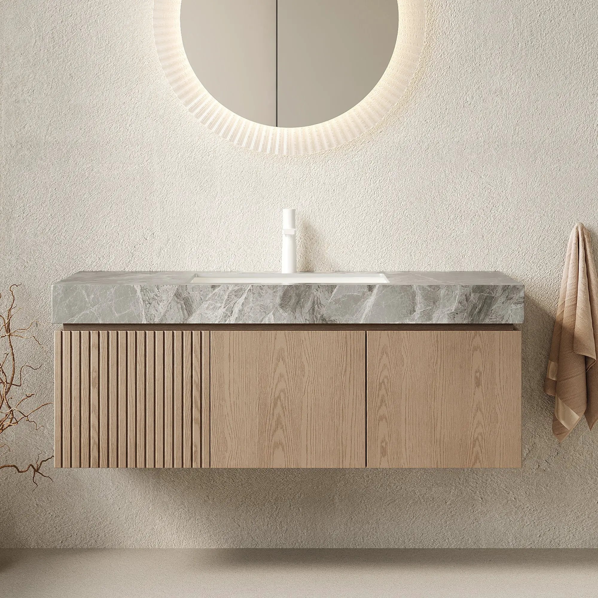 MURI 48" Bathroom Vanity & Sink, Floating Plywood Storage Cabinet by HouseOfZazla