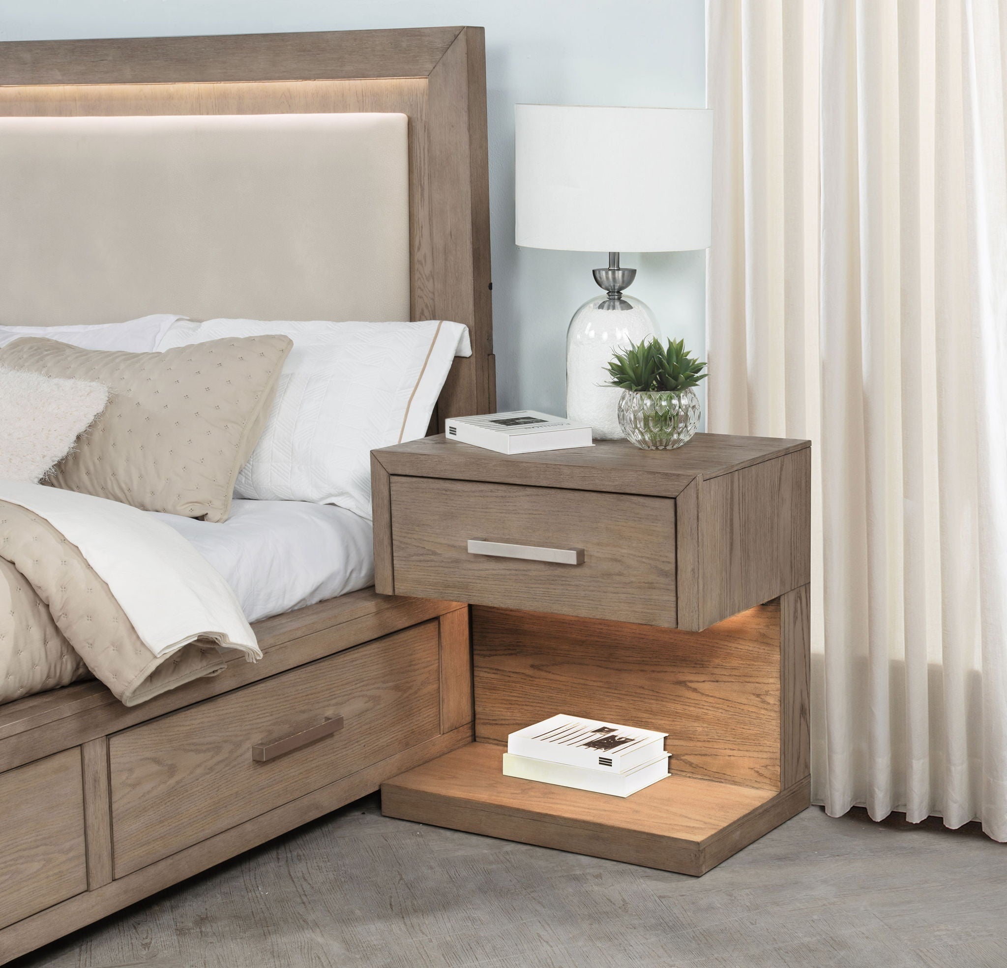 Kenora 1-drawer Nightstand Bedside Table Barley Brown by Unique Piece Furniture