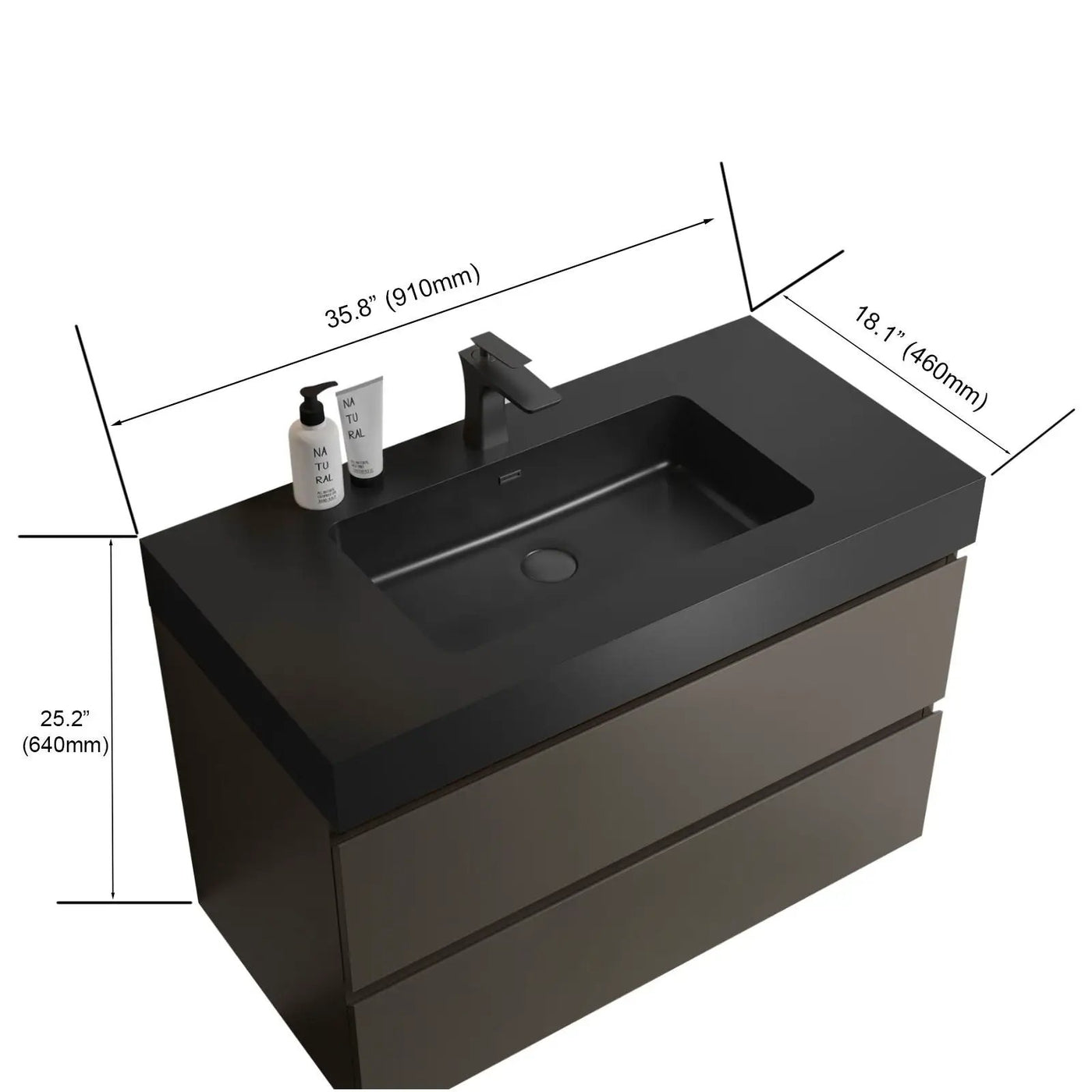 Alice - Bathroom Vanity With Sink, Large Storage Wall Mounted Floating Bathroom Vanity For Modern Bathroom, One-Piece Sink Basin Without Drain And Faucet by HouseOfZazla