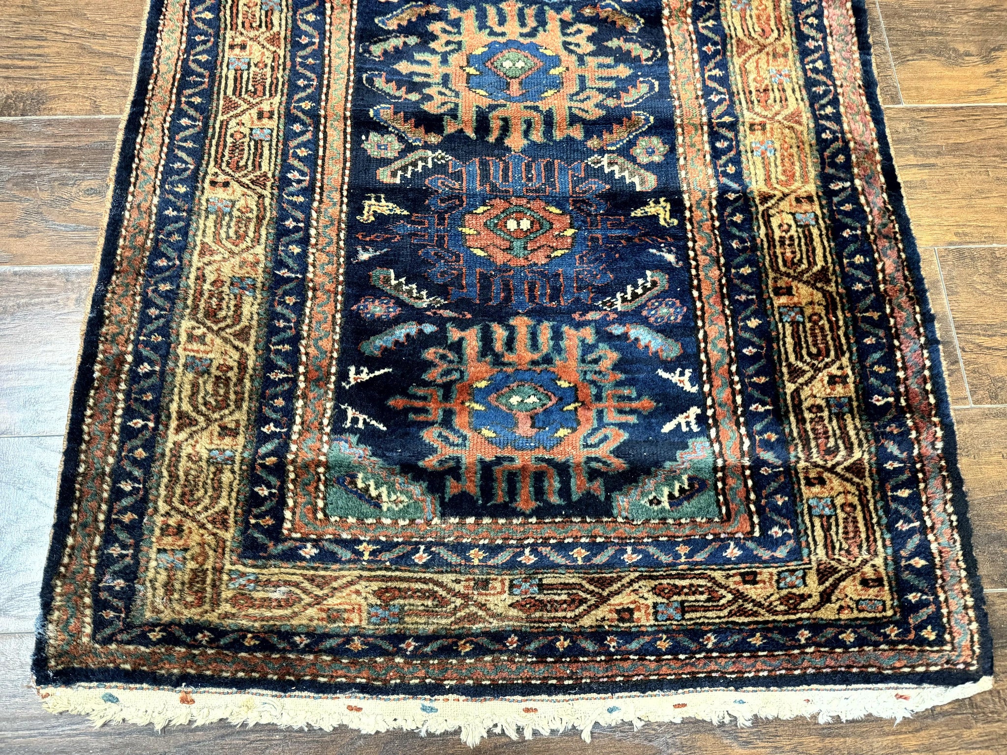 Antique Persian Sarab Runner 3x17, Blue Persian Runner Rug, Long Handmade Wool Carpet for Hallway, Rare, Tribal by Jewel Rugs