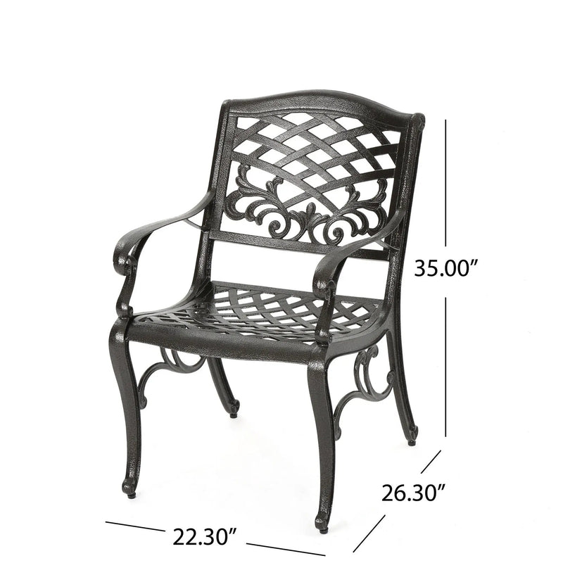 Luminea Outdoor Aluminum Dining Chair with Scroll Design, Bronze by HouseOfZazla