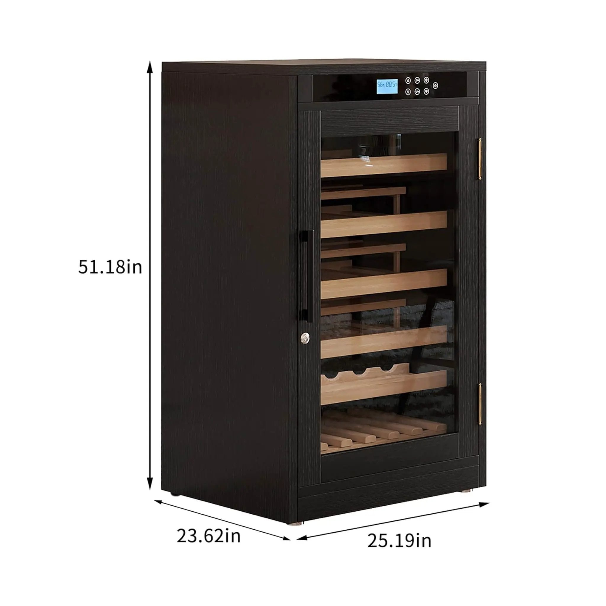 Nuvia 69-Bottle 7.6 Cu.Ft Freestanding Smart Wooden Wine Cooler With LED Touch Display (SAK24861) by SAKSBY WHOLESALE