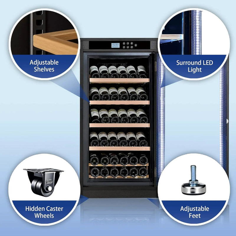Nuvia 69-Bottle 7.6 Cu.Ft Freestanding Smart Wooden Wine Cooler With LED Touch Display (SAK24861) by SAKSBY WHOLESALE