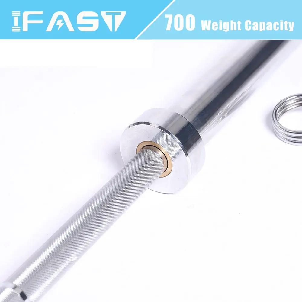 Barbell Bar For 2" Olympic Plates, Home Gym Weightlifting Bar 4Ft Solid Chrome Weight Bar 5Ft Fitness Training Curl Barbell 7.2Ft - Silver by HouseOfZazla