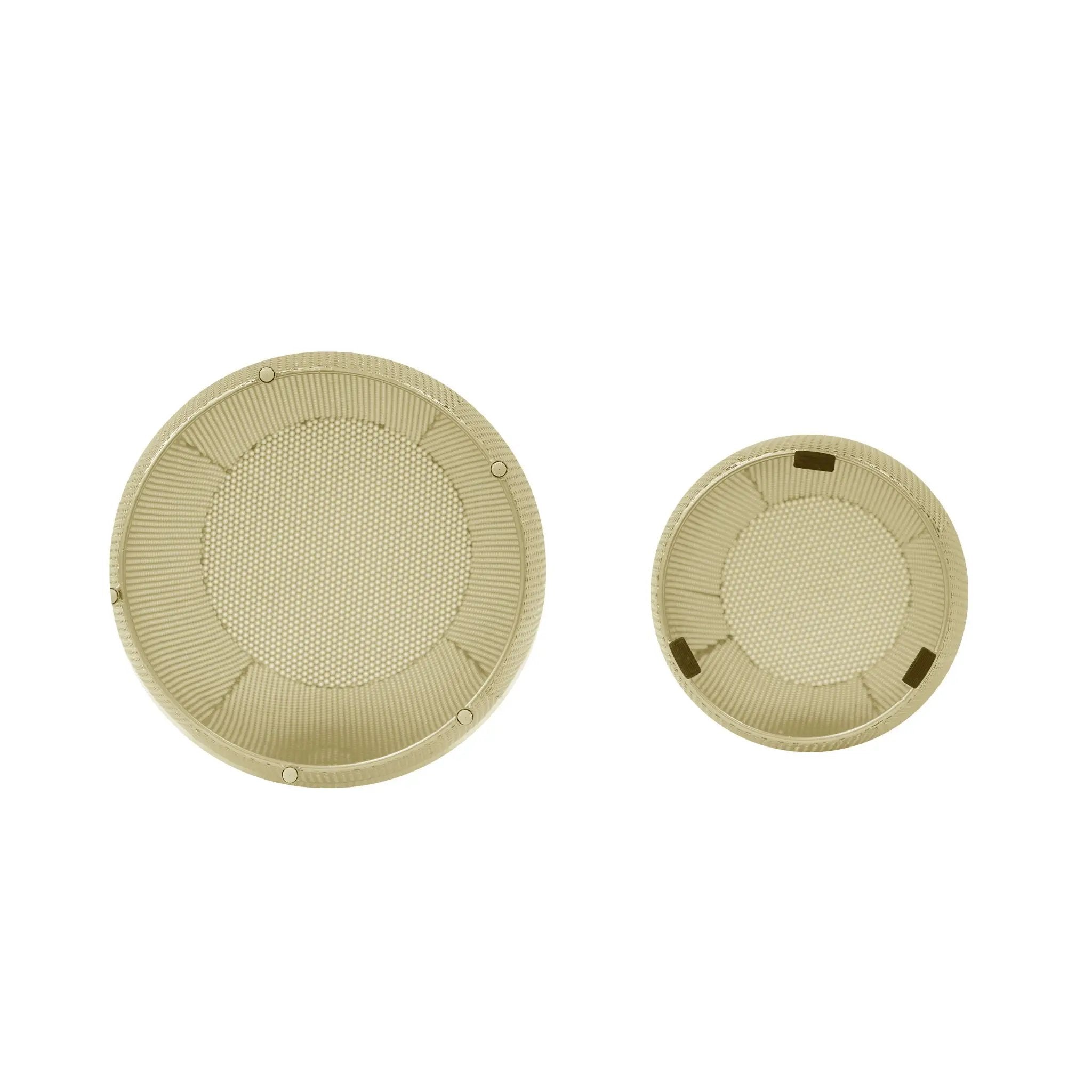 Modern Round Metal Hollow Side Table Set With Openwork Design - Gold by HouseOfZazla