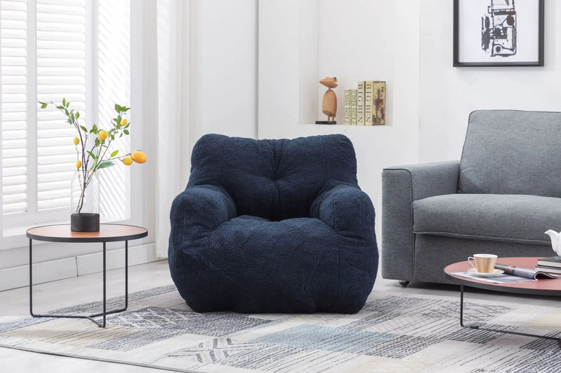 Soft Teddy Fabric Tufted Foam Bean Bag Chair With Teddy Fabric by HouseOfZazla