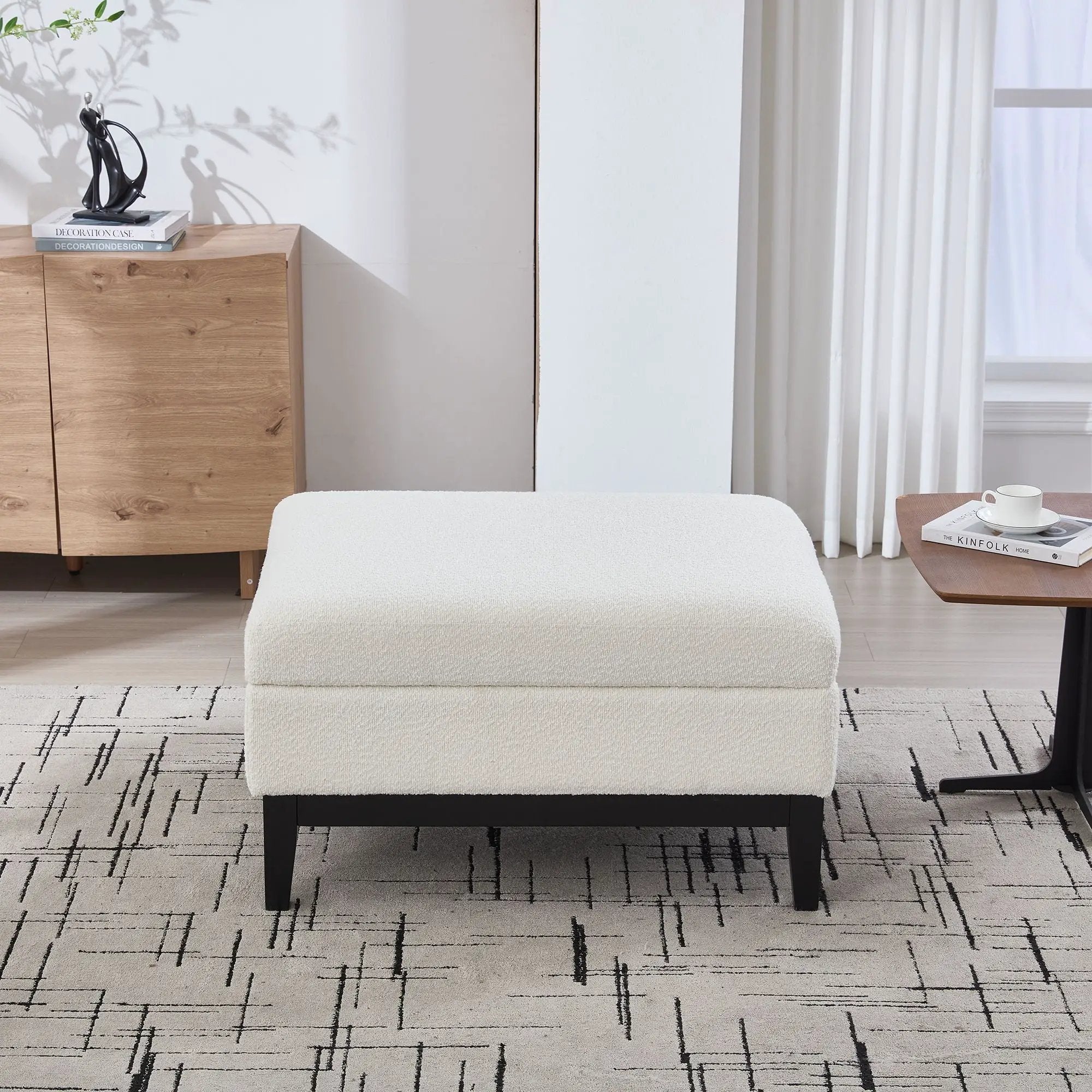 Upholstered Storage Ottoman With Reversible Lid Coffee Table With Rubberwood Legs by Unique Piece Furniture
