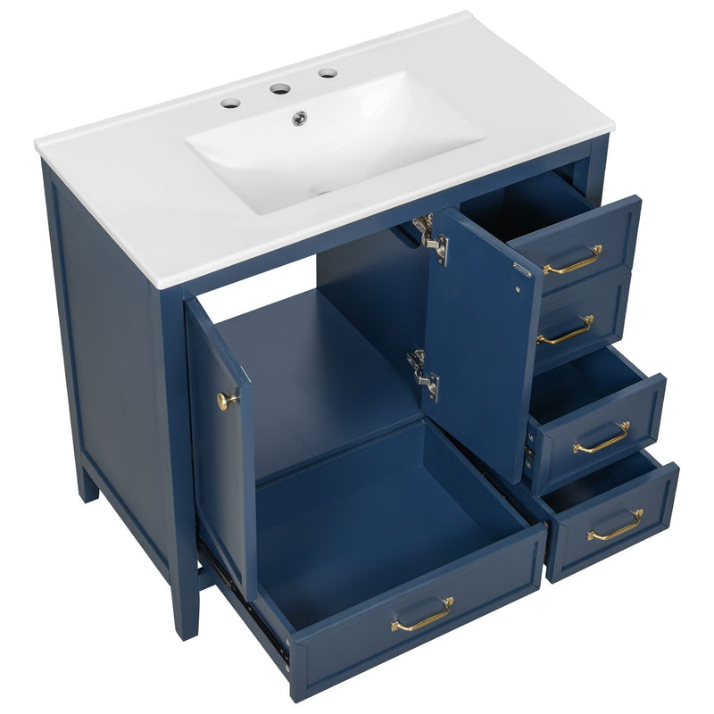 Elegant Vintage Bathroom Vanity With Sink and Soft Closing Drawers by HouseOfZazla