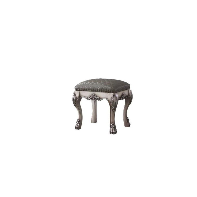Dresden - Vanity Stool - Vintage Bone White & Synthetic Leather by Unique Piece Furniture