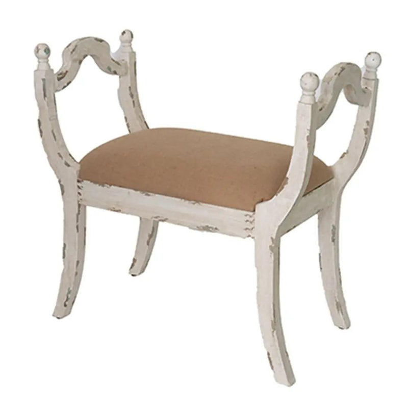 Harlow - Bench, Farmhouse / French Country Style Vanity Chair - Beige / White by Unique Piece Furniture