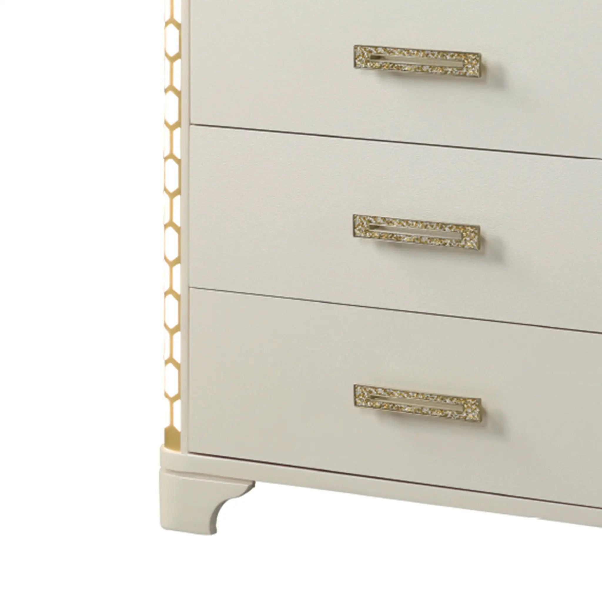 Jasmine - 5 Drawer Chest With Side LED Lightning - Beige by HouseOfZazla