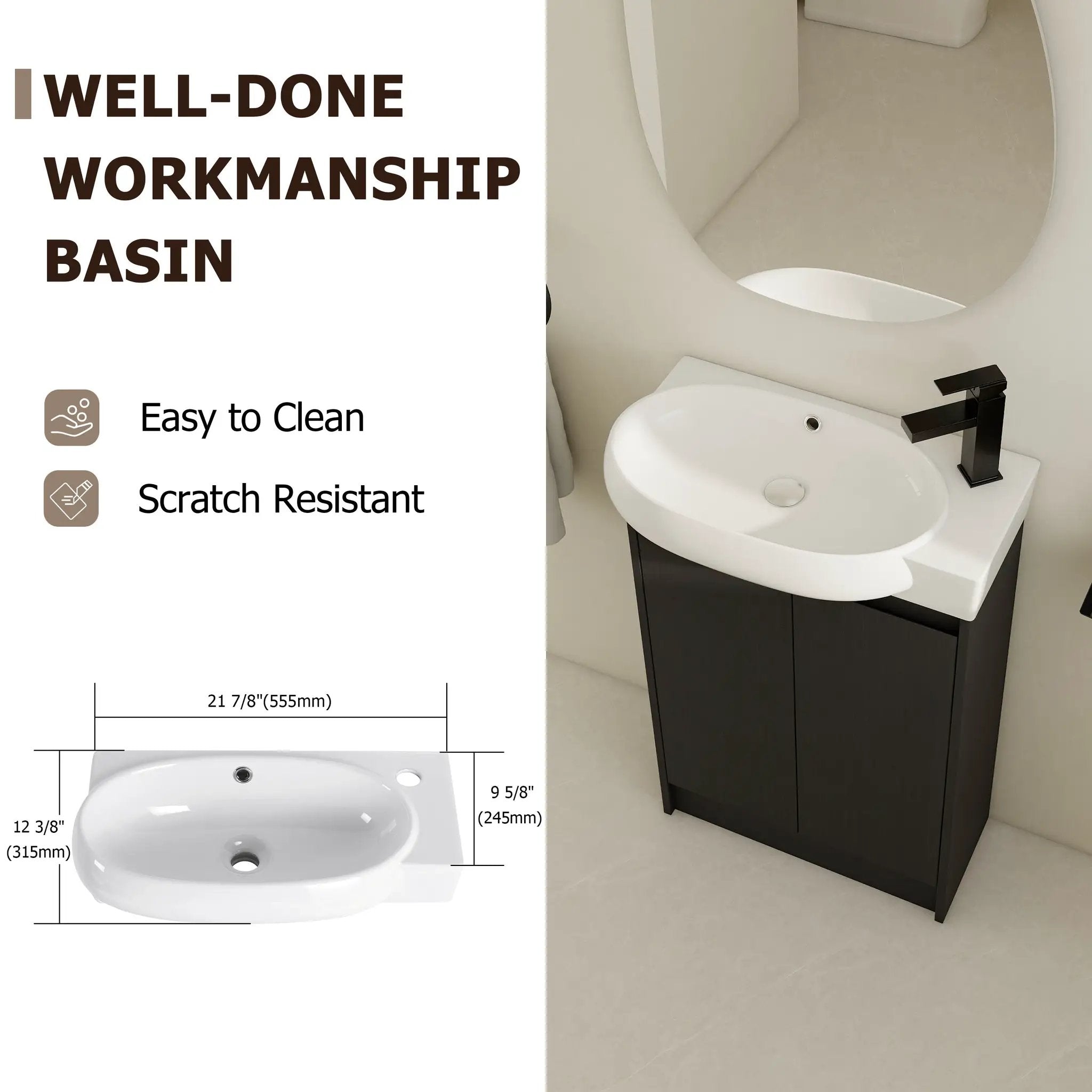 23" Freestanding Bathroom Vanity with Sink and Storage Rack by HouseOfZazla