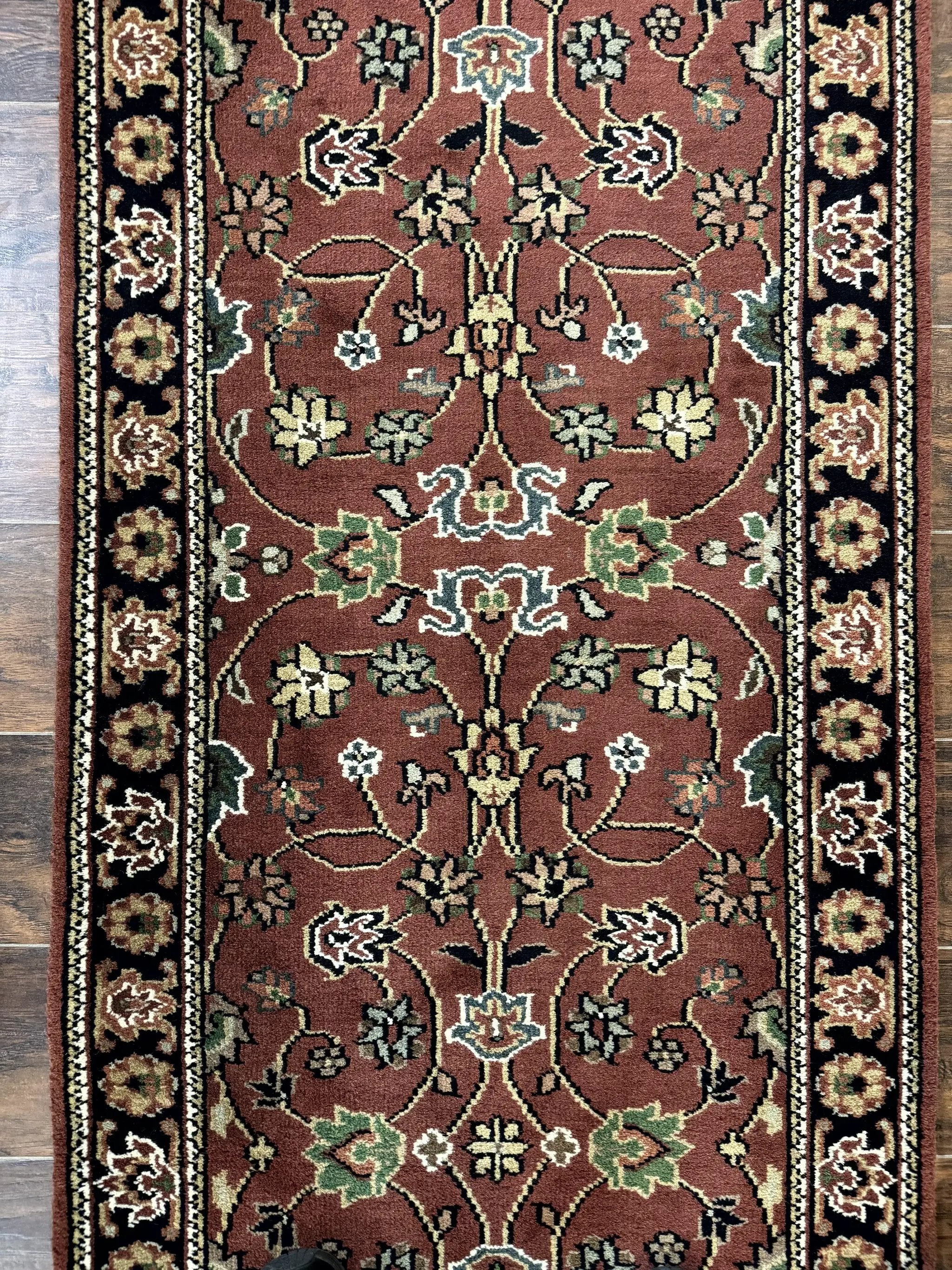Indo Persian Sarouk Runner Rug 2.8 x 20 ft Runner for Hallway, Long Runner Rug, Handmade by Jewel Rugs