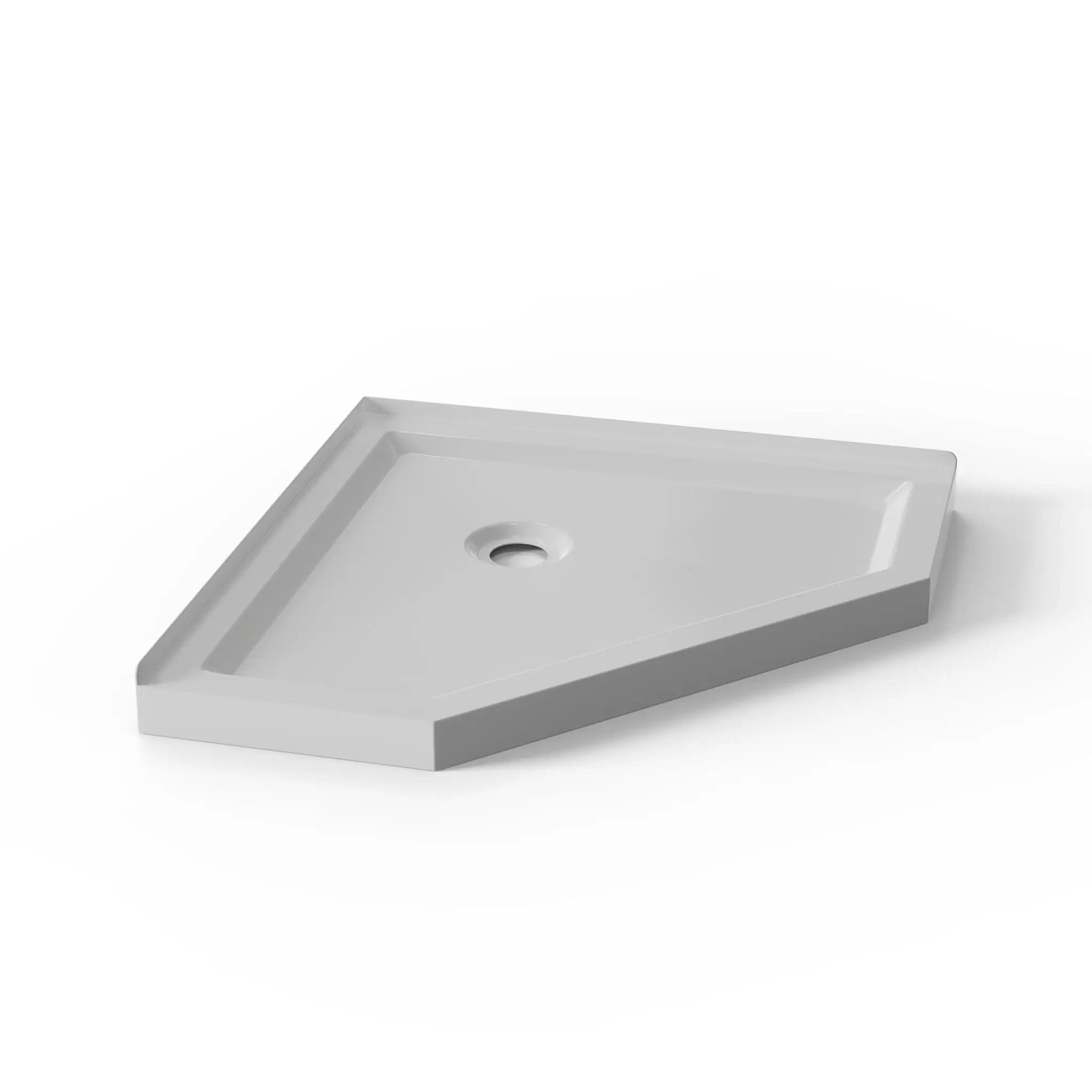 Neo Angle Corner Drain Shower Base - White by HouseOfZazla