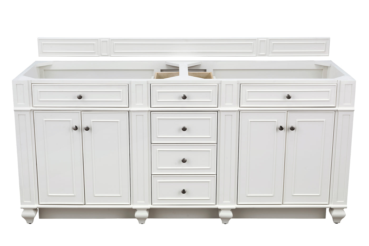 James Martin Bristol 72" Double Bathroom Vanity, Bright White, cabinet without a countertop