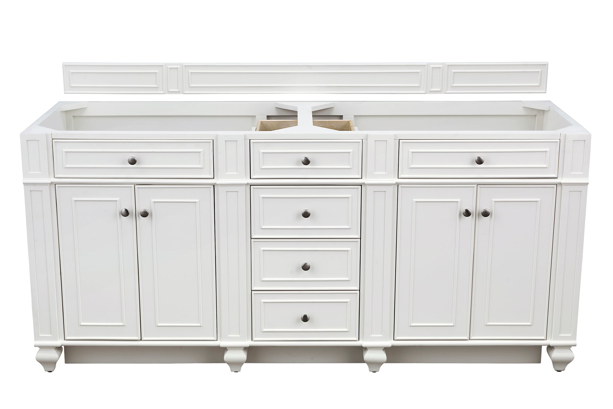 James Martin Bristol 72" Double Bathroom Vanity, Bright White, cabinet without a countertop