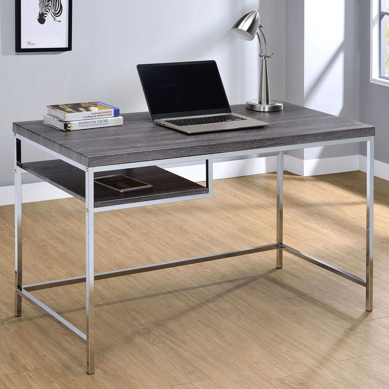 Rectangular Writing Desk, Compact Size For Home Office - Gray by HouseOfZazla