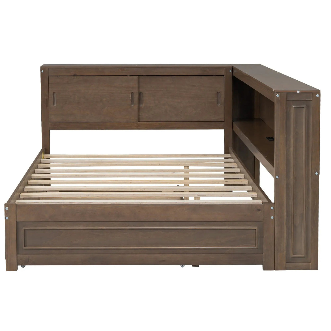 Daybed With Storage Shelves, LED, USB, And Trundle by HouseOfZazla