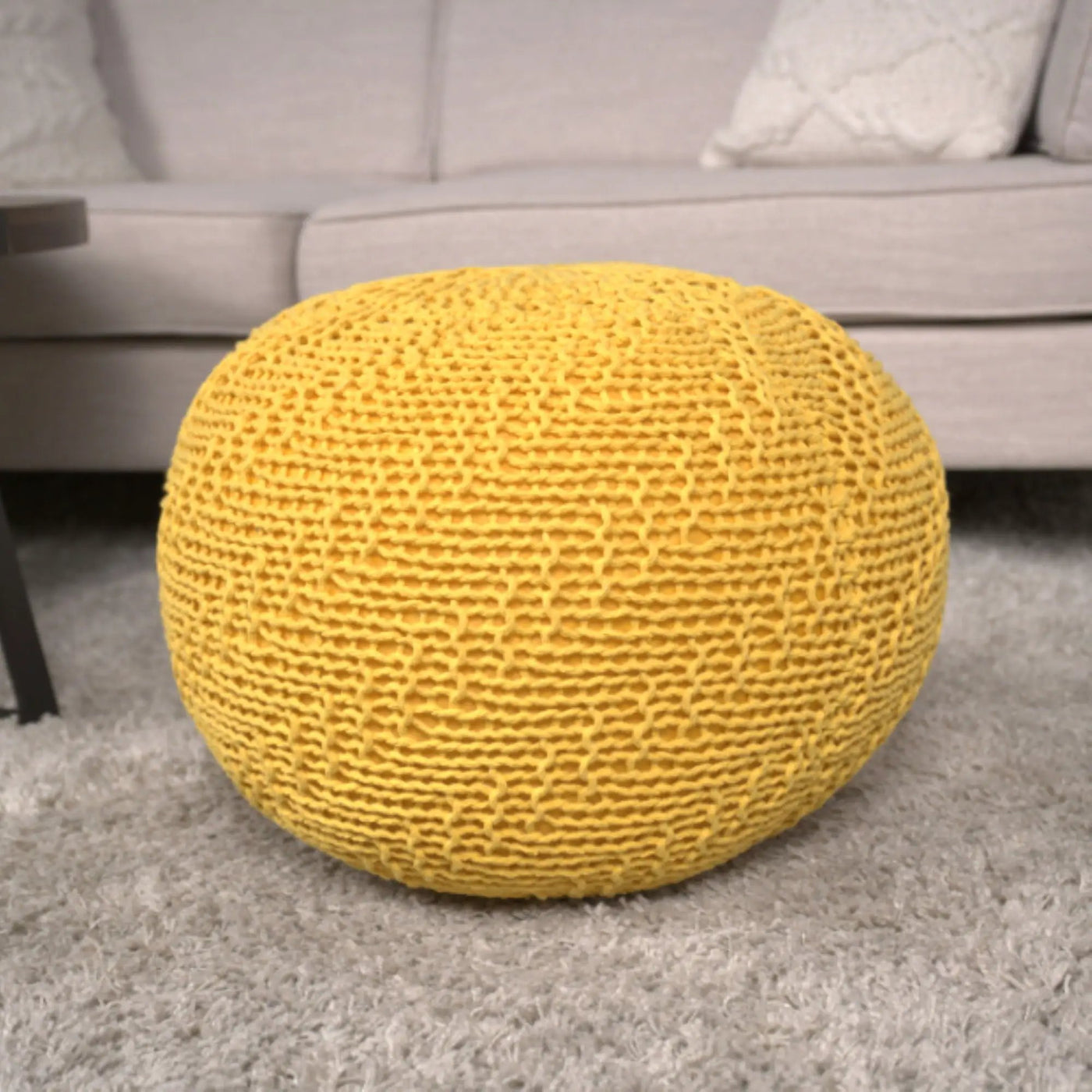 Bordeaux - Knitted Round Pouf Ottoman by HouseOfZazla