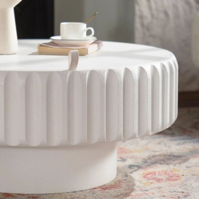 Round Fluted Storage Table with Lift-Off Lid by HouseOfZazla