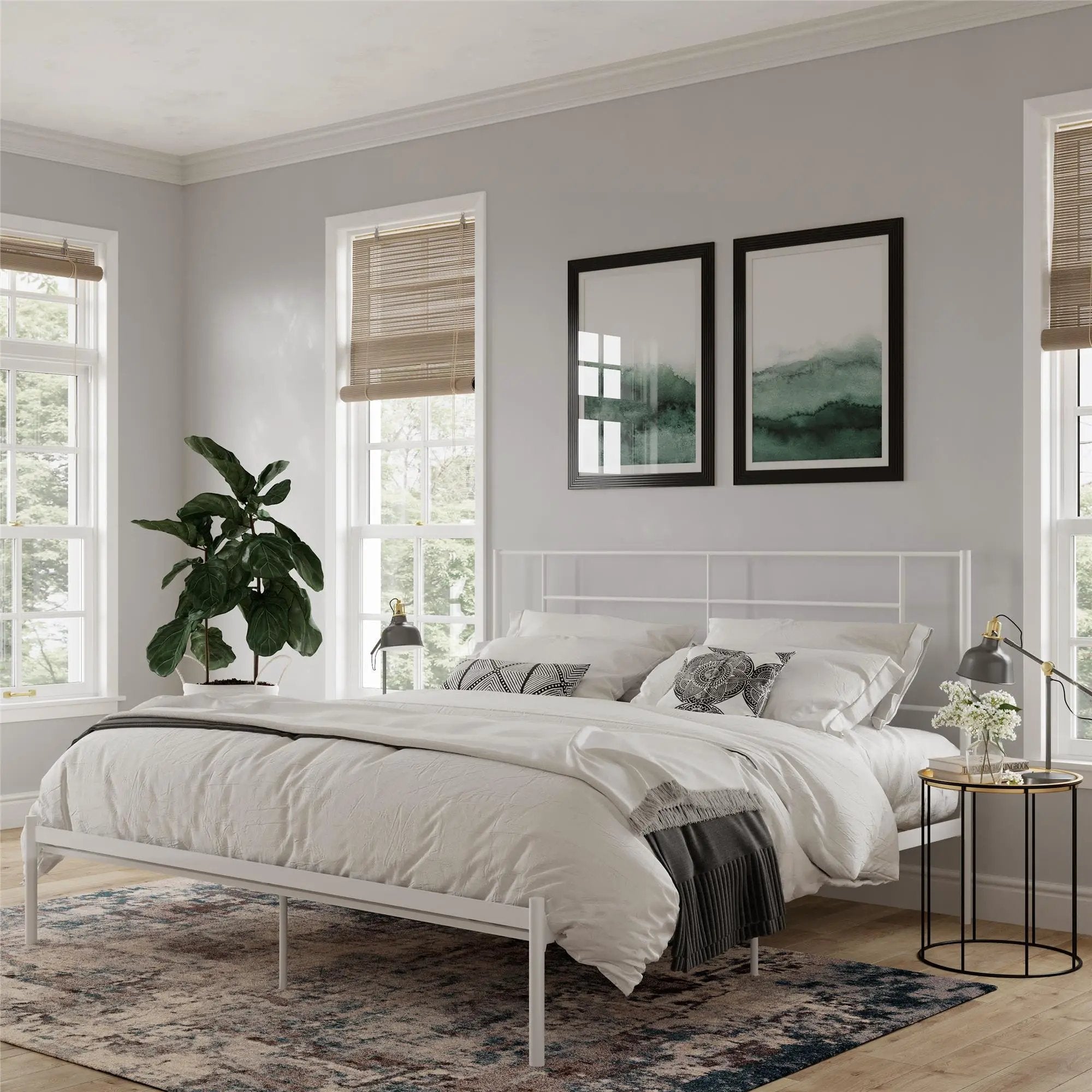 Praxis - King Bed With Simple Headboard - White