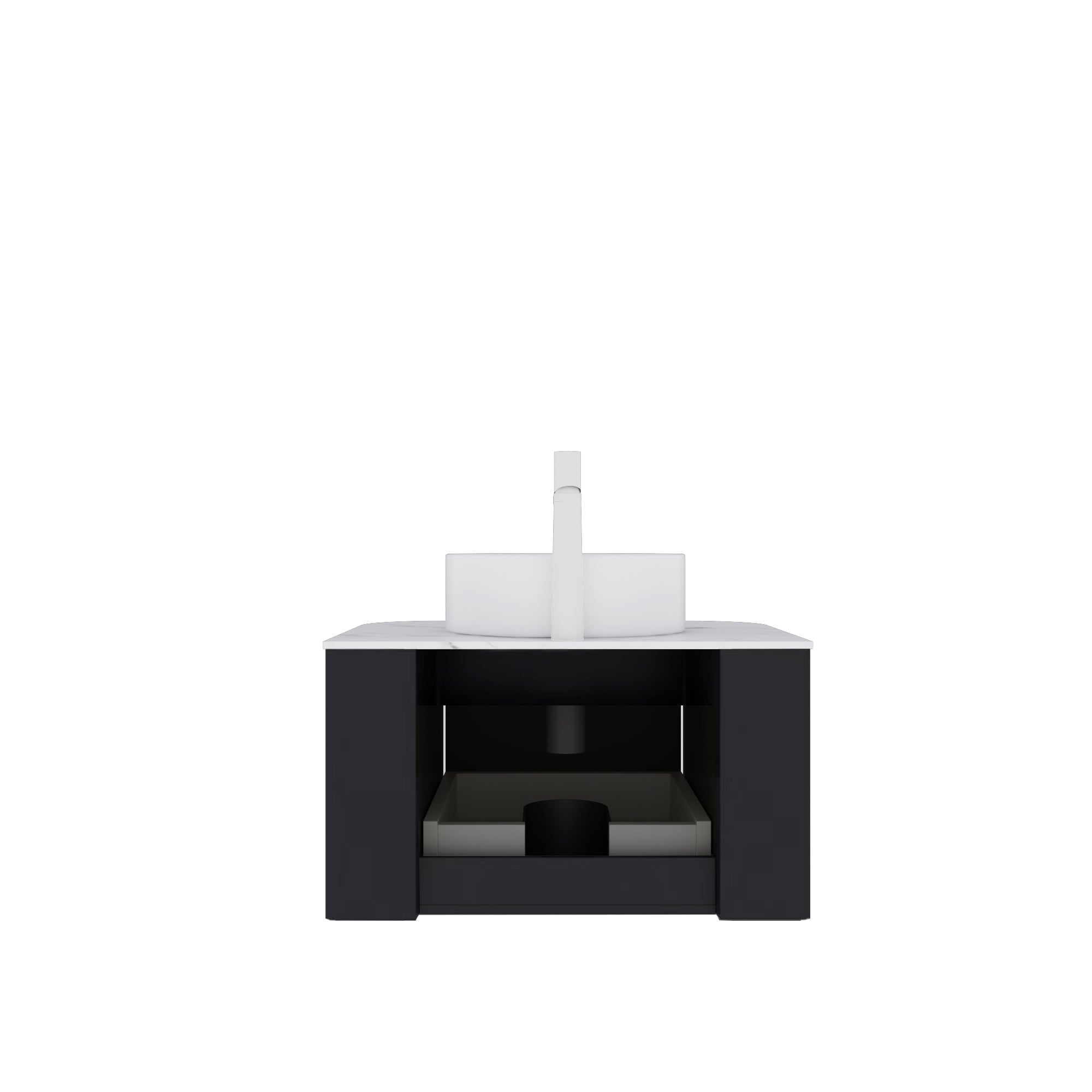DINA 24" Bathroom Vanity & Sink with Floating Curved Edges Striped Storage Cabinet by HouseOfZazla