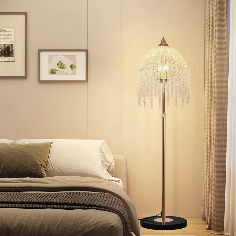 3-Light Elegant Crystal Floor Lamp – Vintage Waterfall Design by HouseOfZazla
