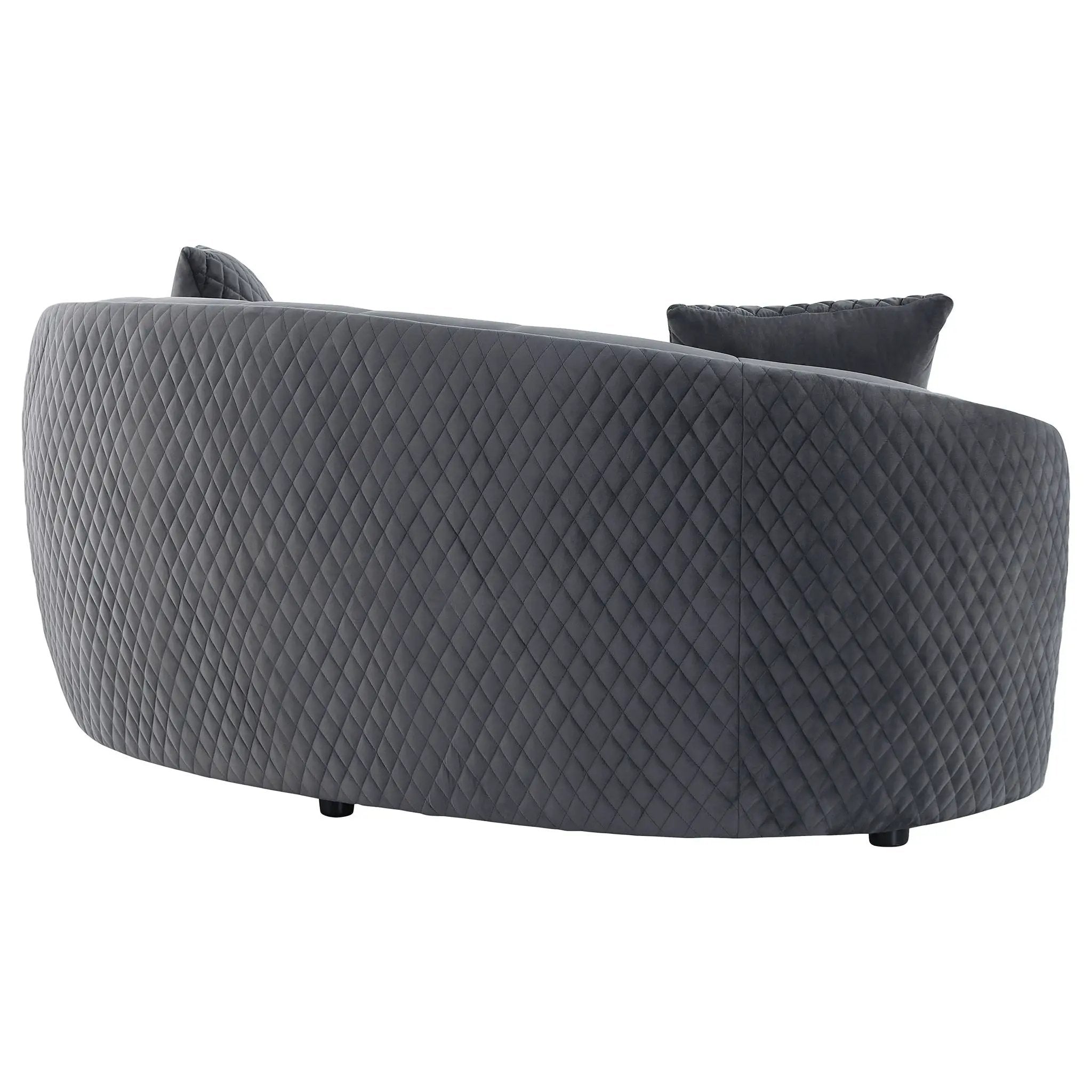 Brookside Velvet Upholstered Curved Loveseat Dark Grey by Unique Piece Furniture
