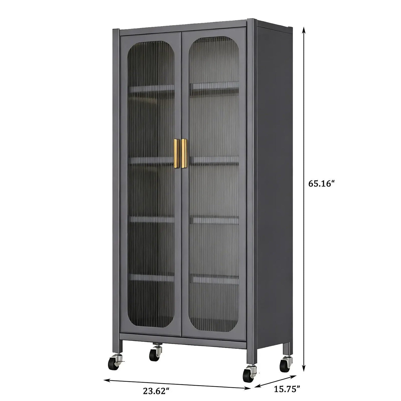 6 Tier Storage Cabinet With Transparent Door, Adjustable Shelves & Wheels by Unique Piece Furniture