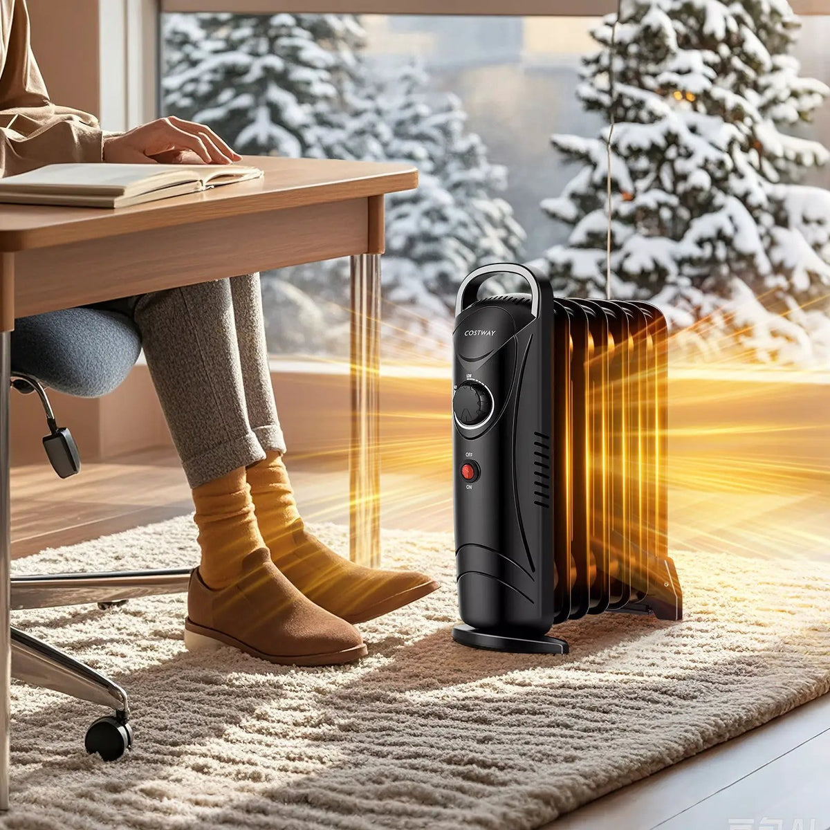 700W Electric Oil Filled Radiator Heater with Adjustable Thermostat, photo 13 of 16