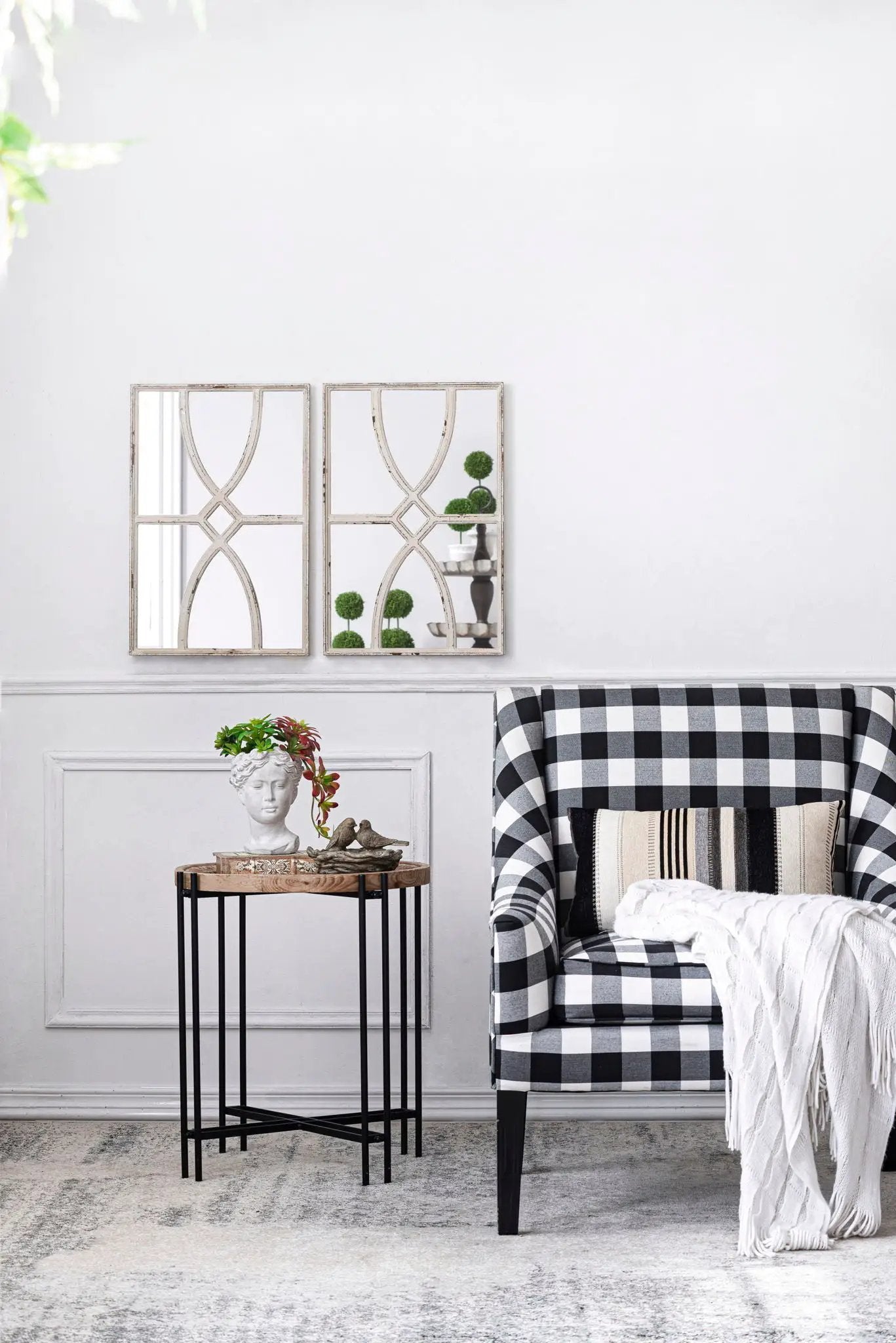 Rectangular Wooden Wall Mirror With Antique Frame, Vertical Or Horizontal Home Decor For Living Room (Set of 2) by Unique Piece Furniture