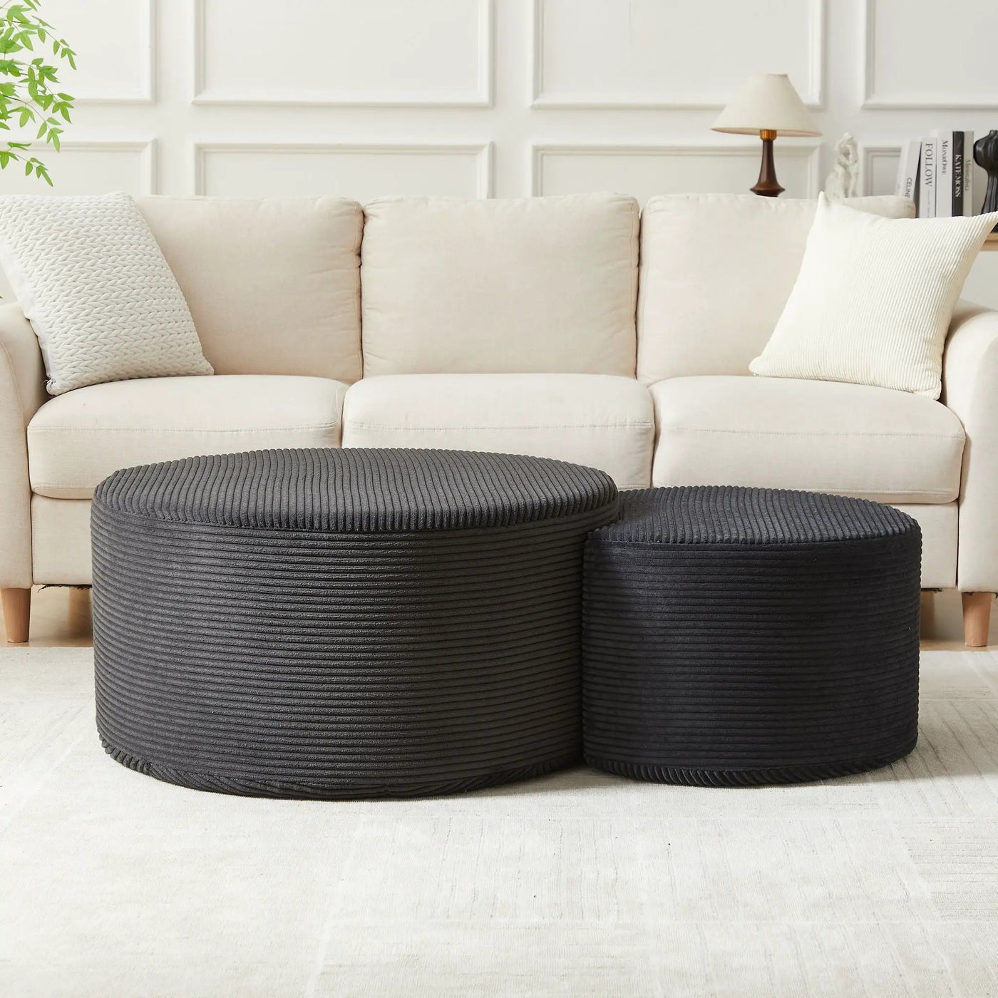 Modern Upholstered Round Coffee Table For Living Room (Set of 2) by HouseOfZazla