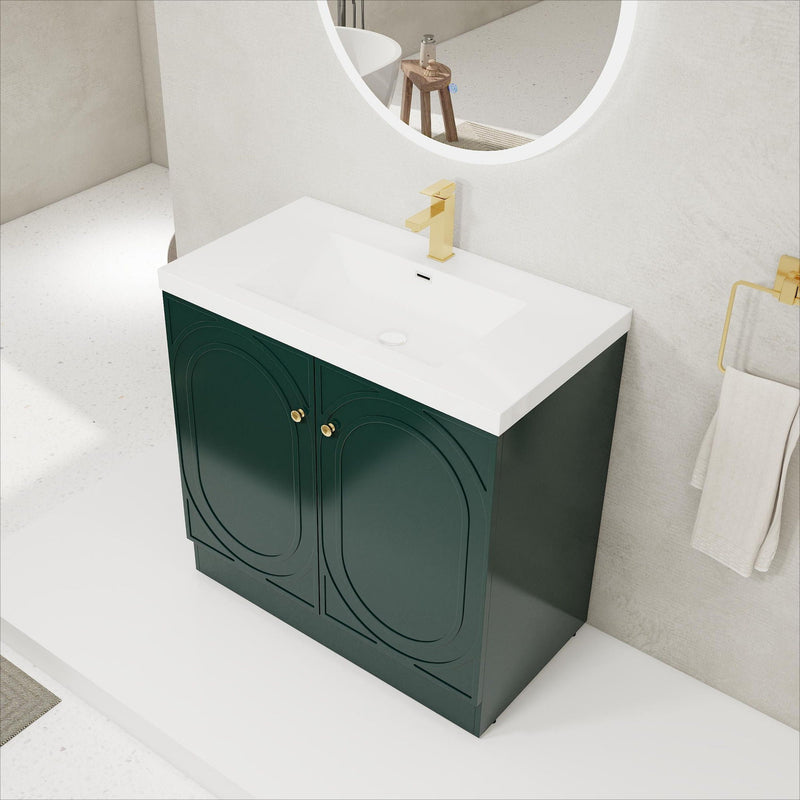Contemporary Freestanding Bathroom Vanity With Resin Sink & Soft-Close Cabinet Doors by HouseOfZazla