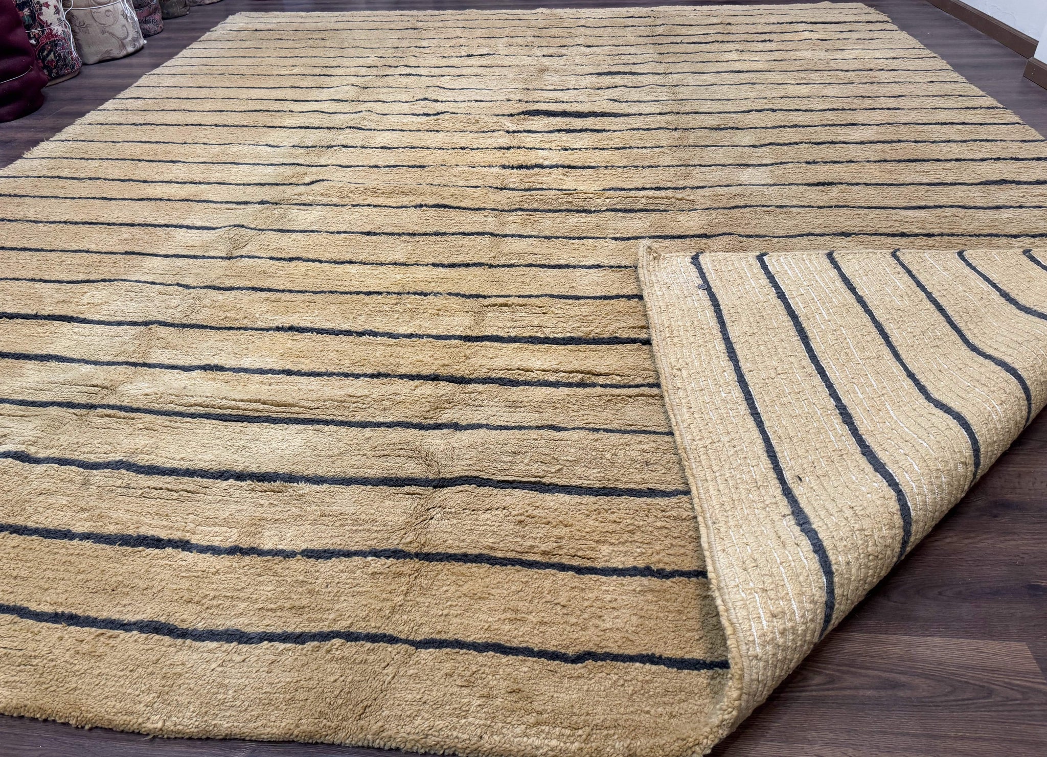 Modern Nepali Rug 13 x 15.6, Palace Size Wool Custom Made Rug, Tan, Large Nepali/Tibetan Carpet by Jewel Rugs