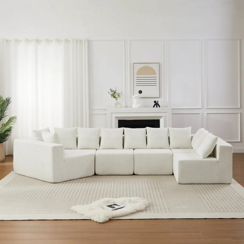 151.6-Inch Extra-Large L-Shaped Chenille Sectional Sofa by HouseOfZazla