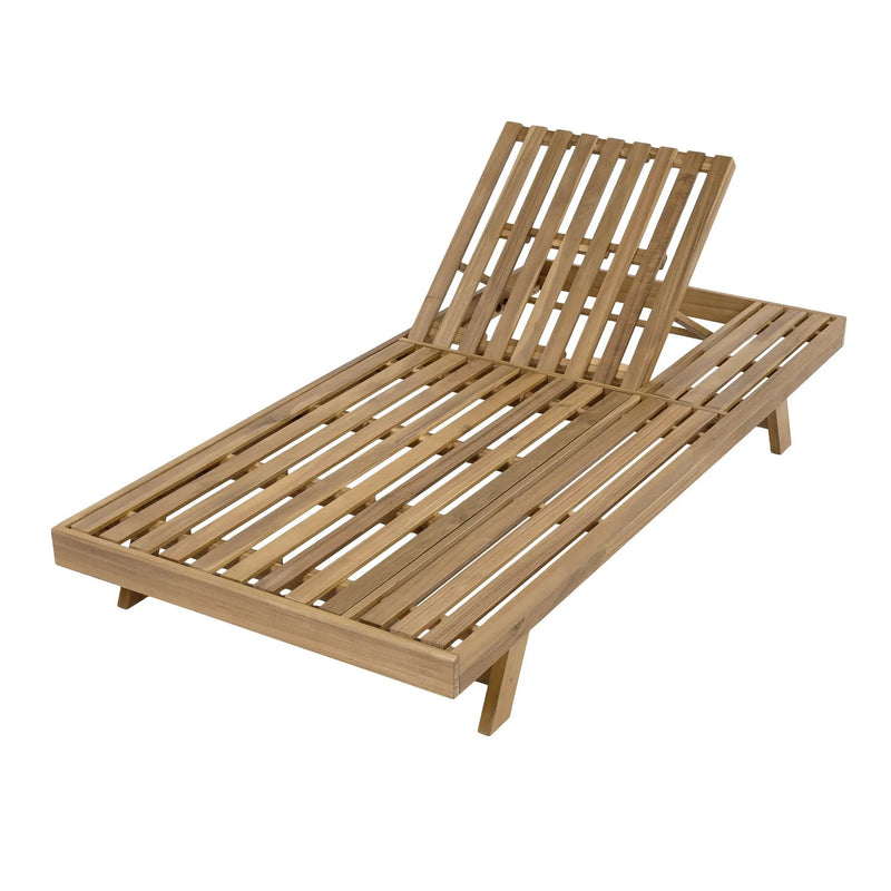 2/3 Foldable Acacia Wood Lounge Chair with Adjustable Backrest & Flat Storage Surface by HouseOfZazla