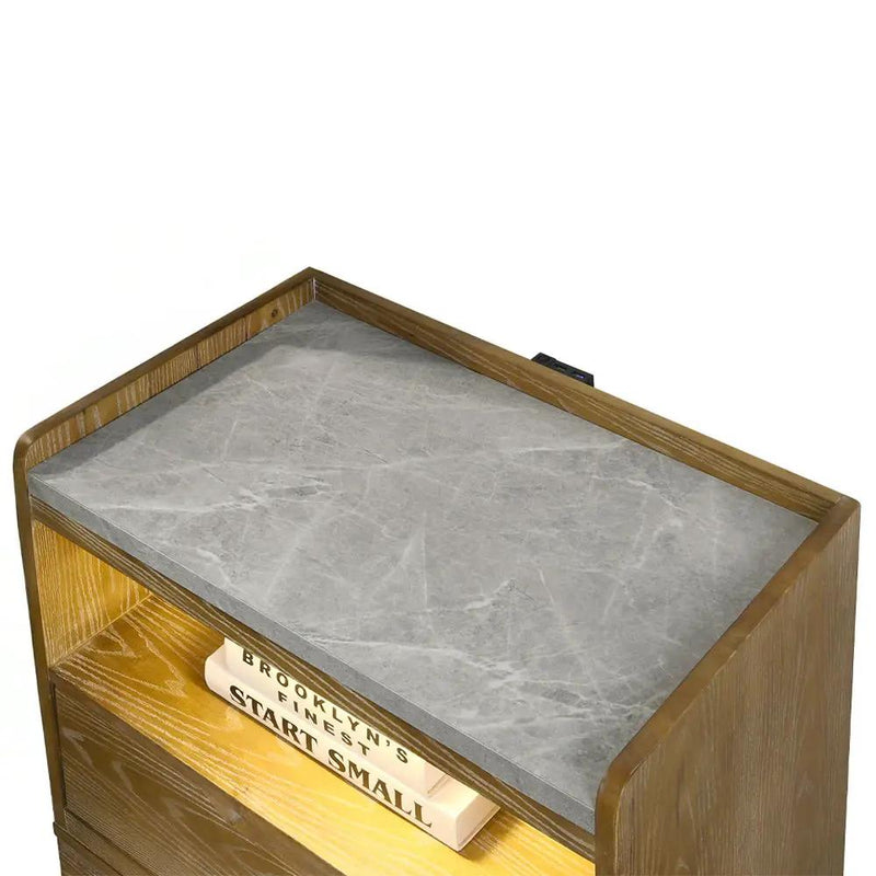 Garcia - Nightstand With LED - Light Brown by Unique Piece Furniture