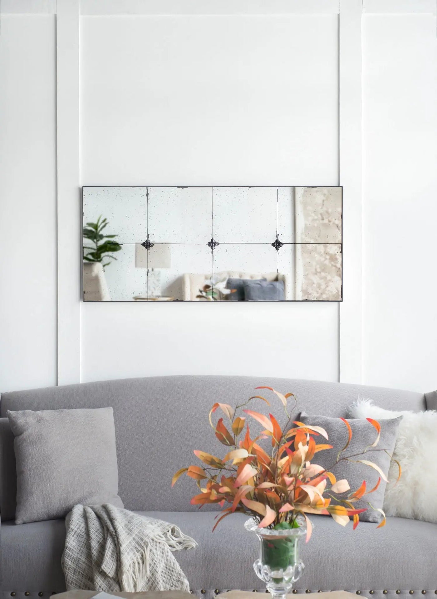 Traditional Decor Style Antique Glass Panel Mirror, Wall Mirror For Bathroom Entryway Console Lean Against Wall by Unique Piece Furniture